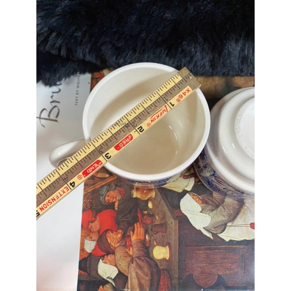 Set of 2 - Vintage USA Pottery Blue Willow Stacking Tea Cups Coffee Mugs Pair - Picture 7 of 7